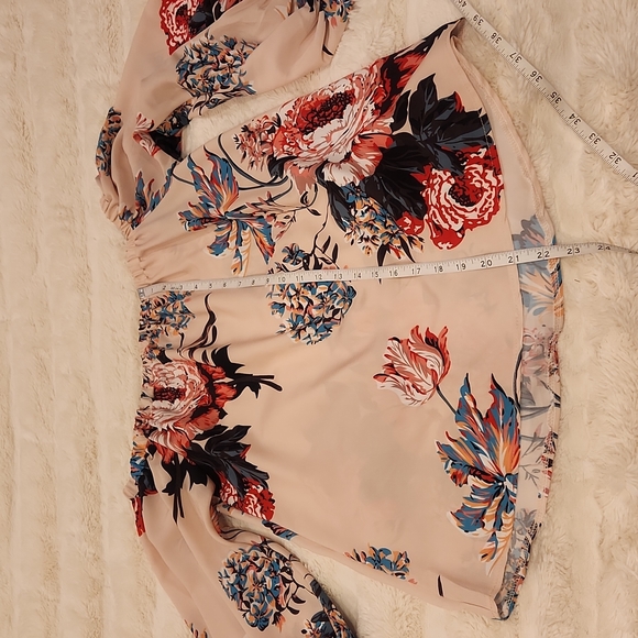 H&M off the shoulder top bloouse with balloon sleeves floral size M - Picture 7 of 11